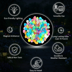 Garden Decor Luminous Stones Glow In Dark Decorative Pebbles Outdoor Fish Tank Decoration ( 160 Pcs )