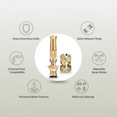 Portable High Pressure Washing Water Nozzle (Brass)