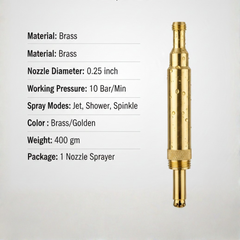 Portable High Pressure Washing Water Nozzle (Brass)