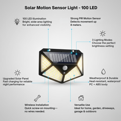 Gronaa Bright Solar Wireless Security Motion Sensor 100 Led Night Light for Home and Garden ,Outdoors