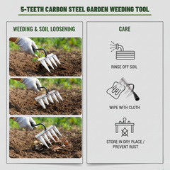 5 Teeth Carbon Steel Garden Weeding