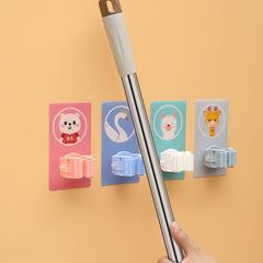 Mop Broom Holder-Wall Mounted Cartoon Mop, Broom Holders(Pack of 3)