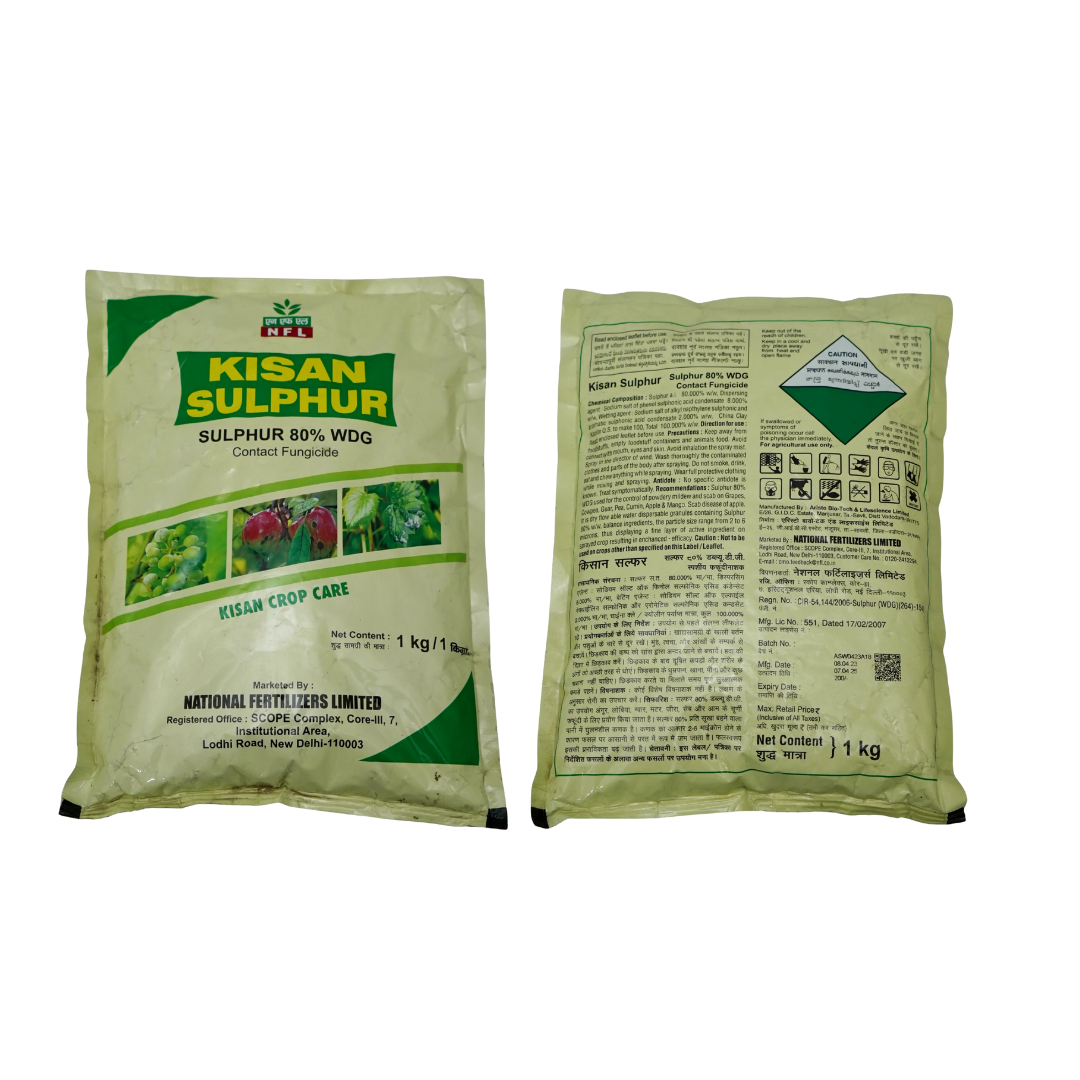 NFL Kisan Sulphur Sulphur 80% WDG Contact Fungicide 1Kg
