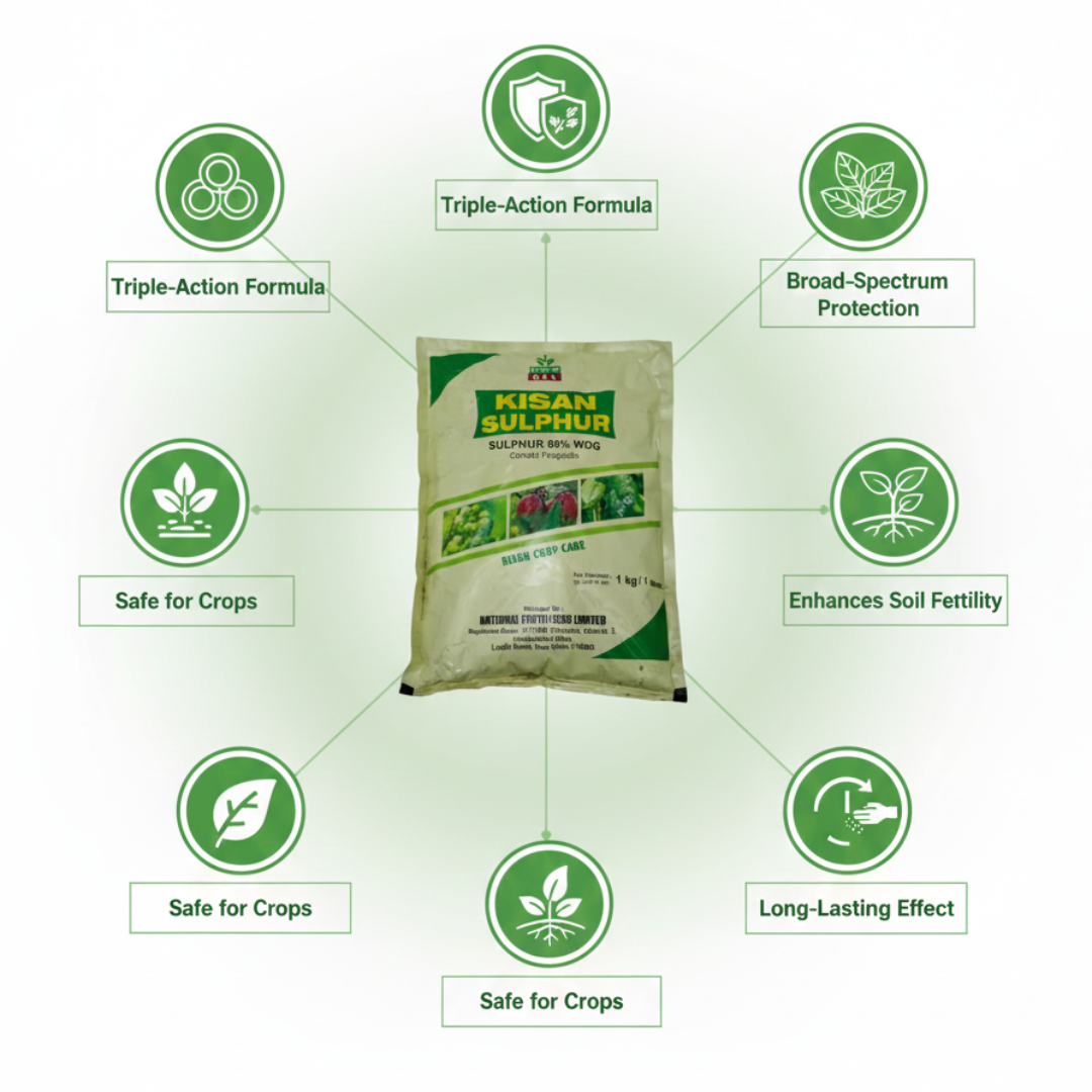 NFL Kisan Sulphur Sulphur 80% WDG Contact Fungicide 1Kg