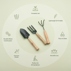 Gardening Tools kit Hand Cultivator, Small Trowel, Garden Fork (Set of 3)