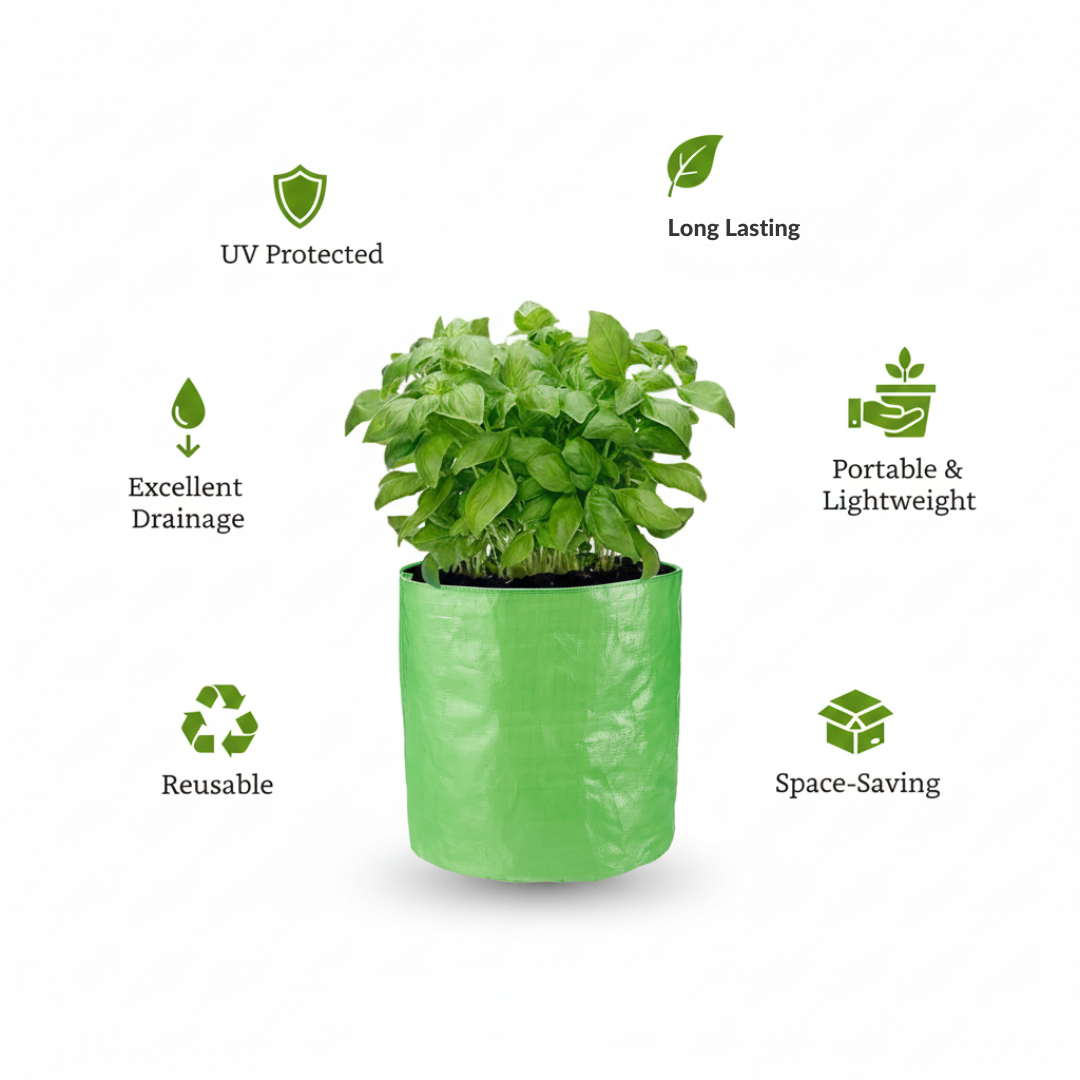 Gronaa HDPE 260 GSM Growbags for suitable for terrace gardening 9*9 inch Pack of 3