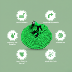 Plastic 15 m Water Spray Jet Gun Hose Pipe for Garden/Car/Bike/Pet Wash