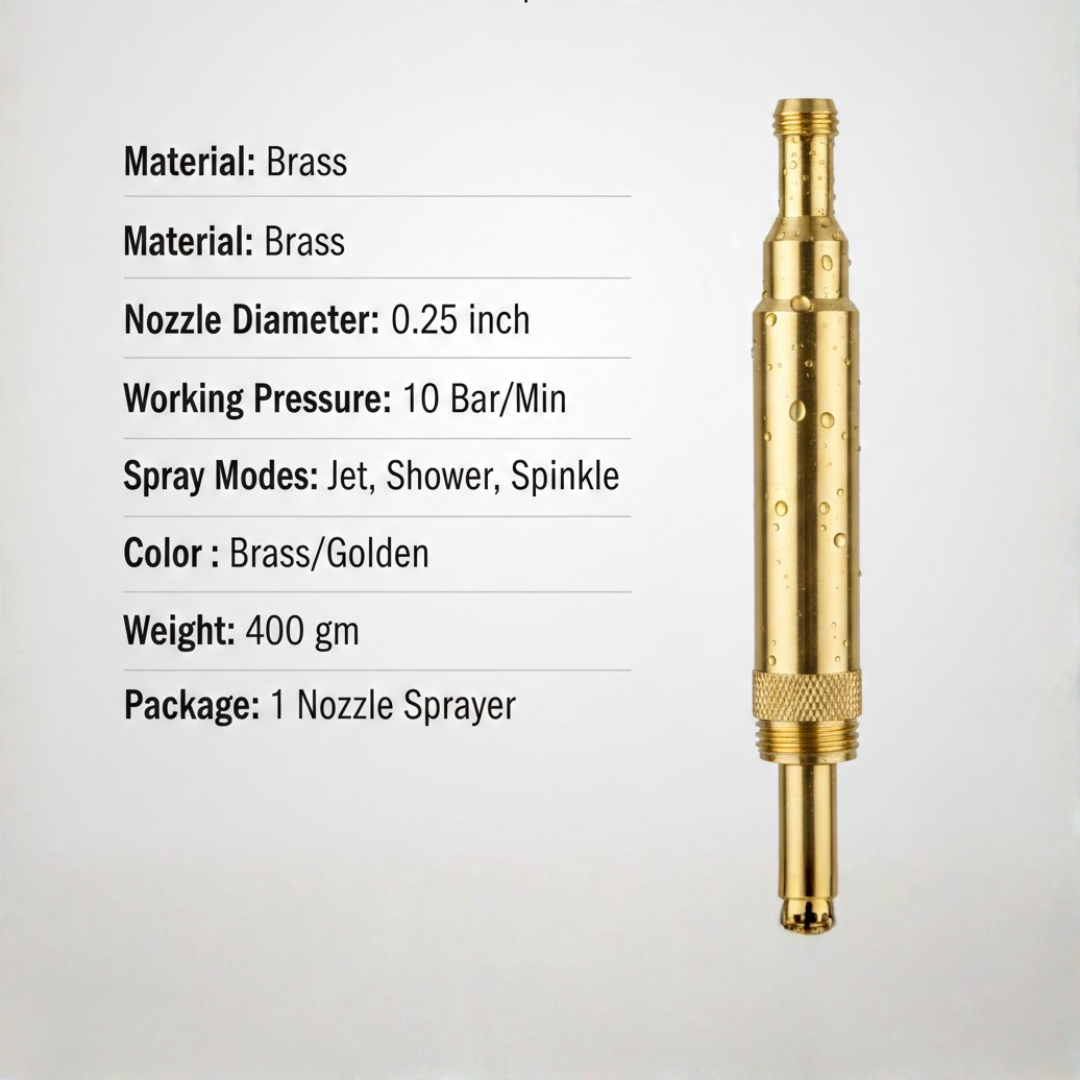 Portable High Pressure Washing Water Nozzle (Brass)