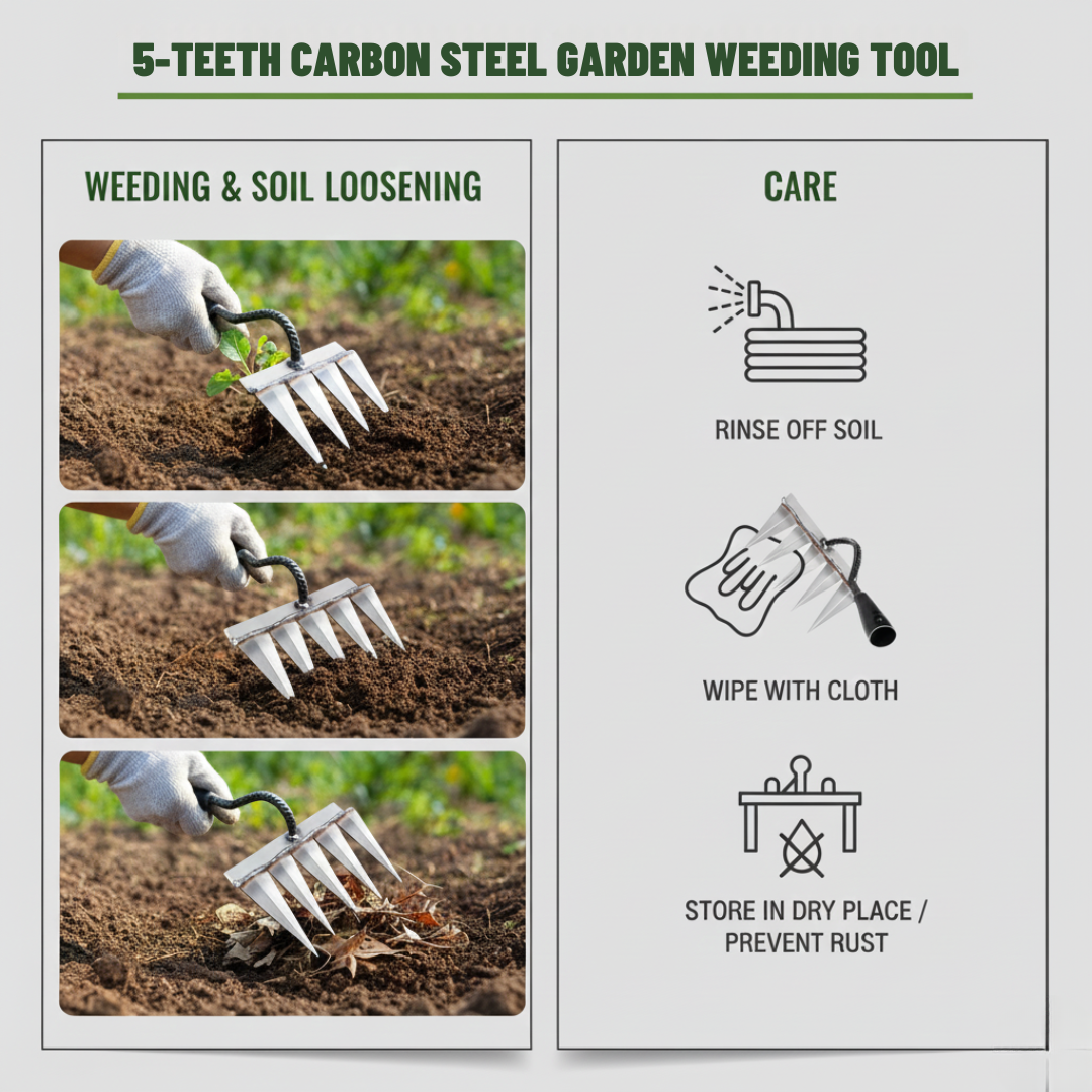 5 Teeth Carbon Steel Garden Weeding